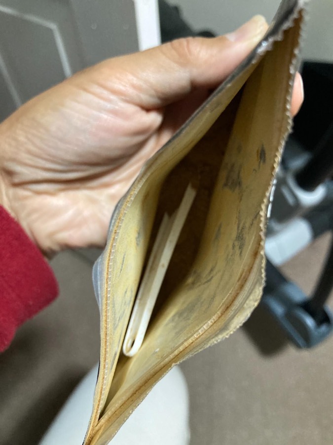 Customer photo: open pouch in hand